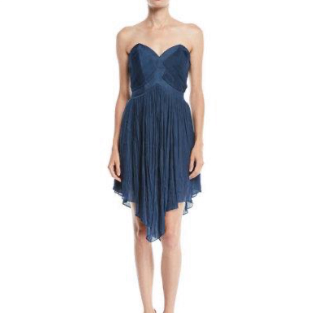 Halston Heritage New Pleated Dress Asymmetric Hem